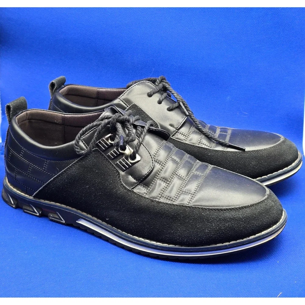 Gatsby Mens Black Leather Suede Dress Shoes Sneakers Size 11.5 45.5 EU